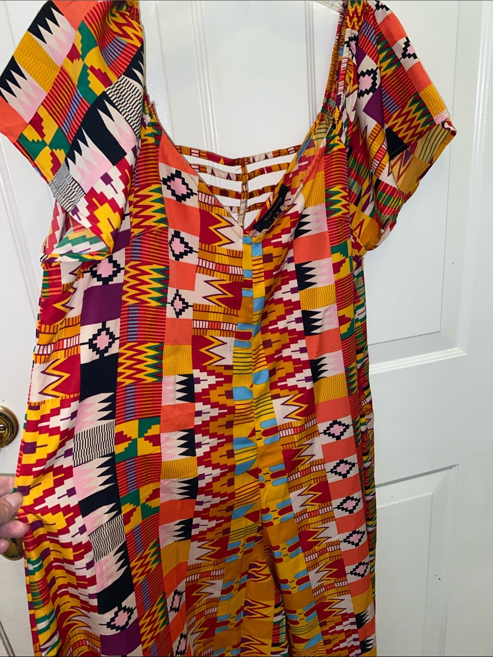 Colorful Geometric Print swimsuit coverup maxi M/L